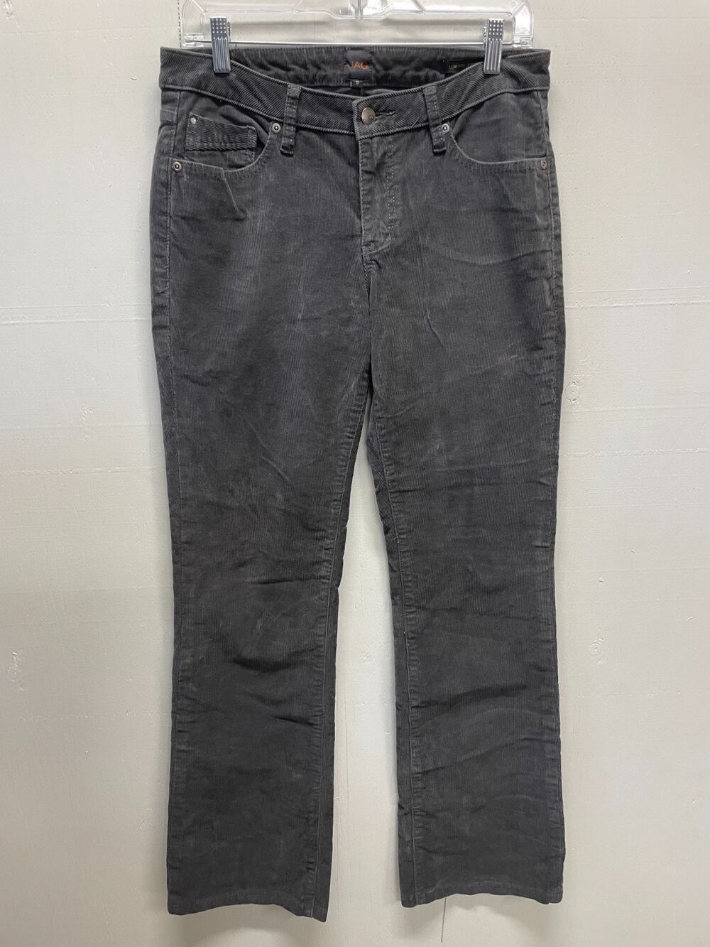 Jag Women's Charcoal Gray Corduroy Jeans Size 8 Low Rise Boot Leg